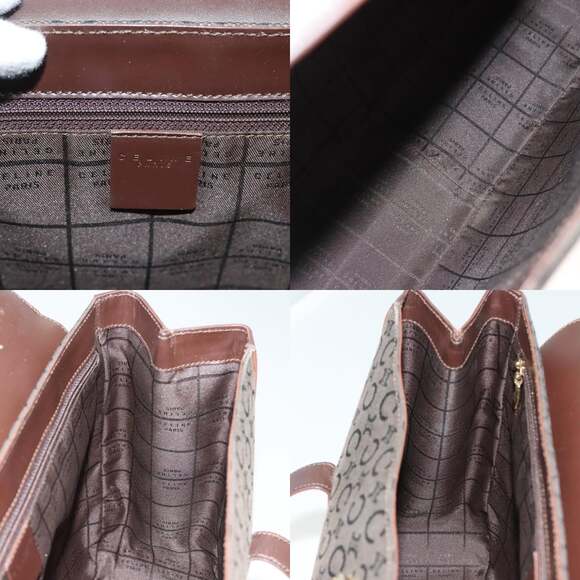 CELINE C Macadam Canvas Hand Bag Brown Gold - Picture 11 of 12